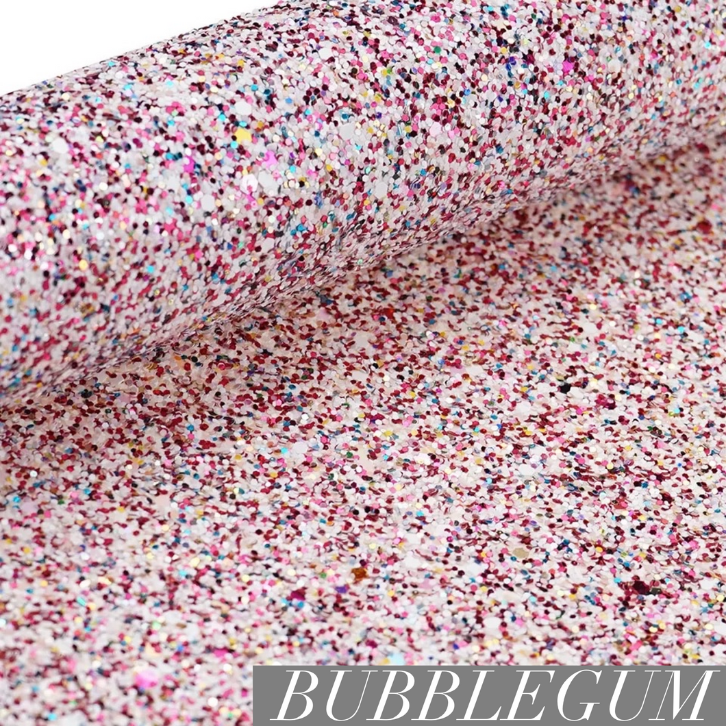 A4 Chunky Glitter Synthetic Faux Leather Sheet - Bubblegum