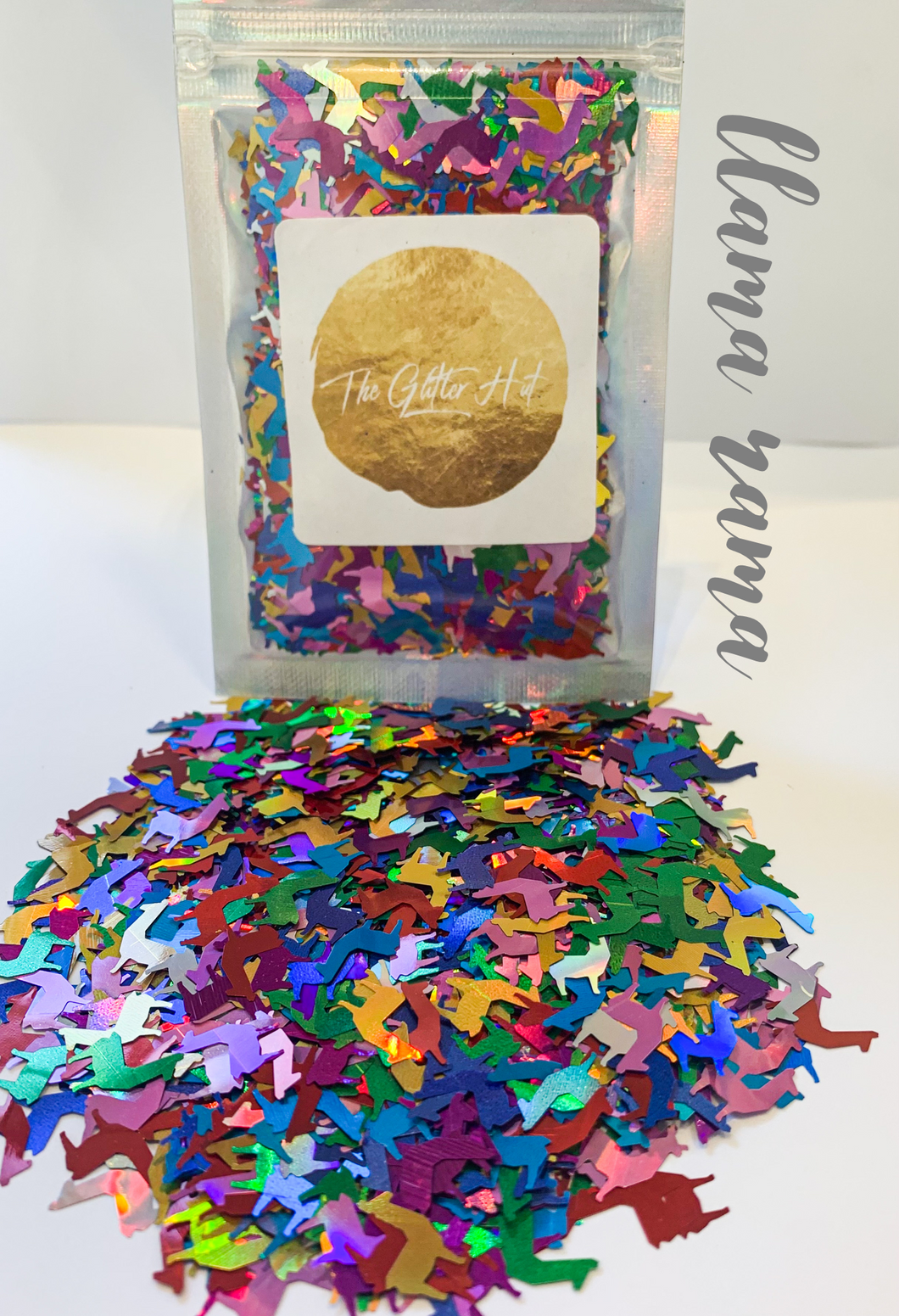 Shaped 10g Glitter Bag - Llama Rama