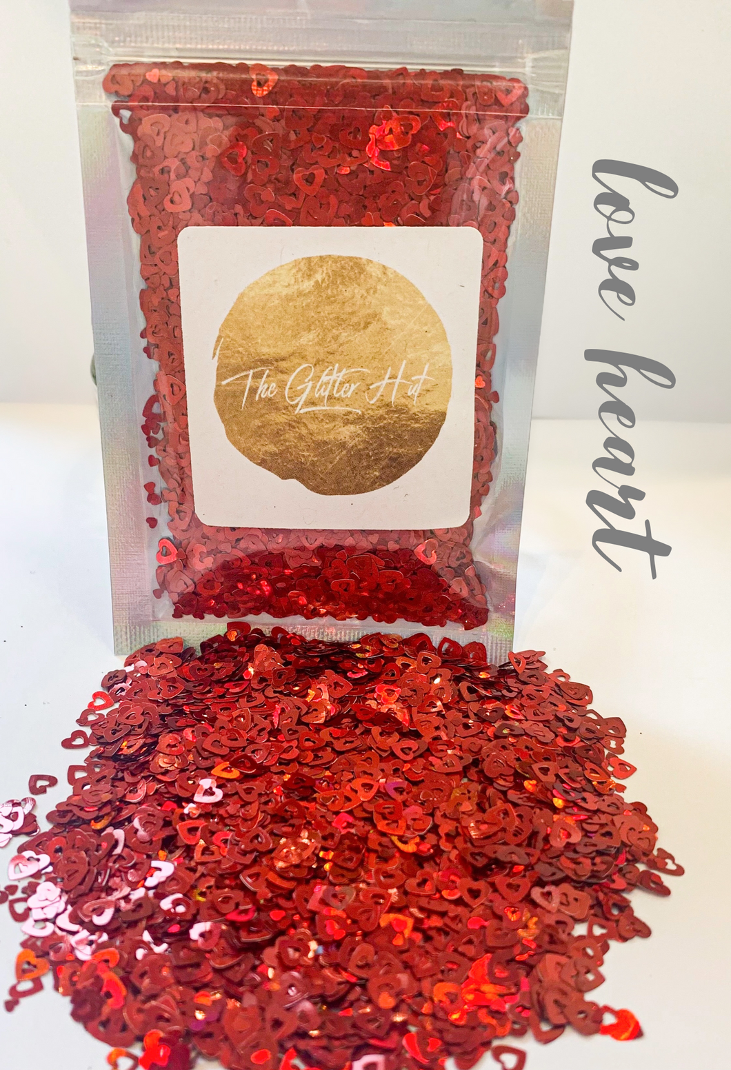 Shaped 10g Glitter Bag - Love Heart