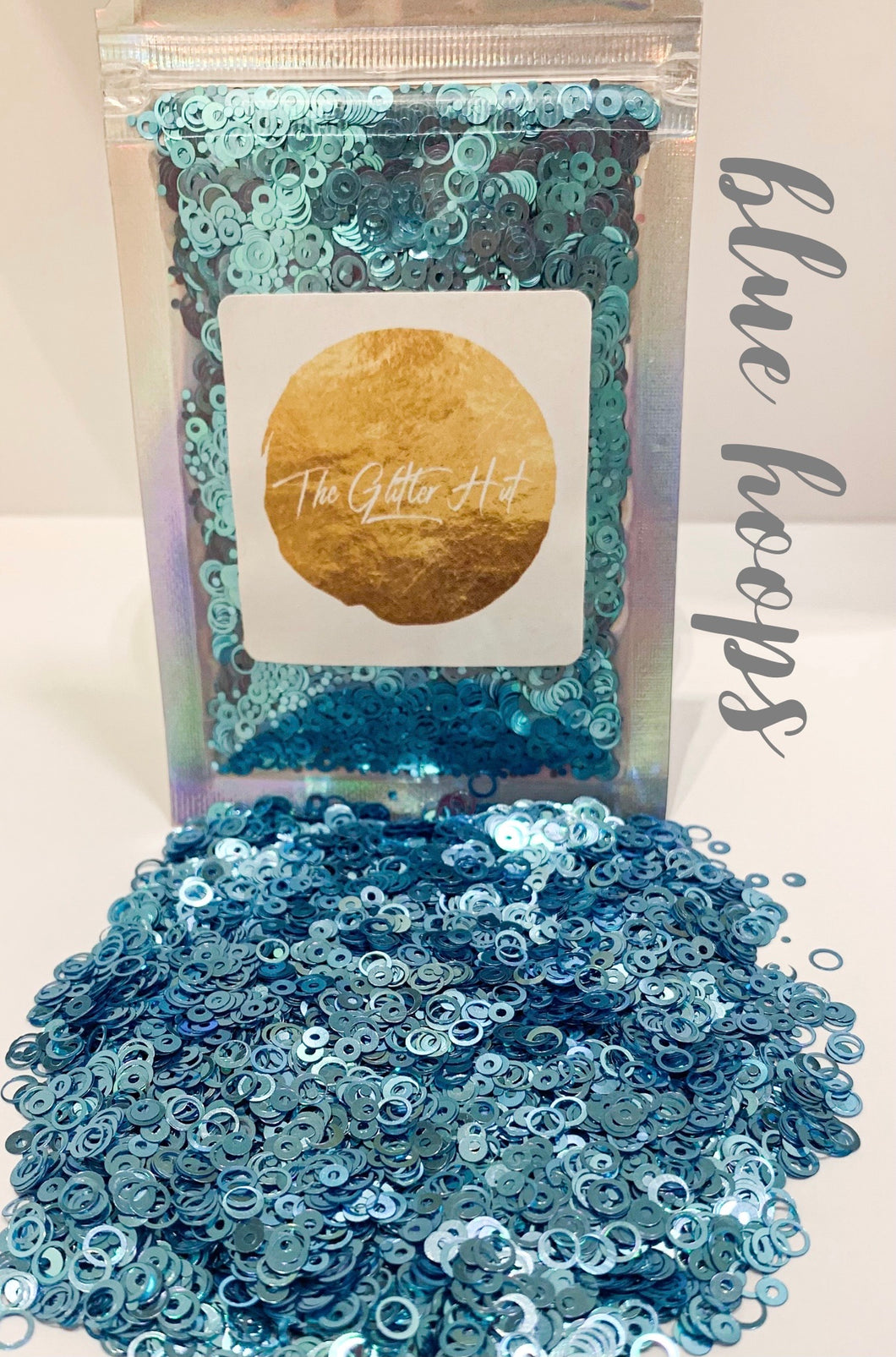 Shaped 10g Glitter Bag - Blue Hoops