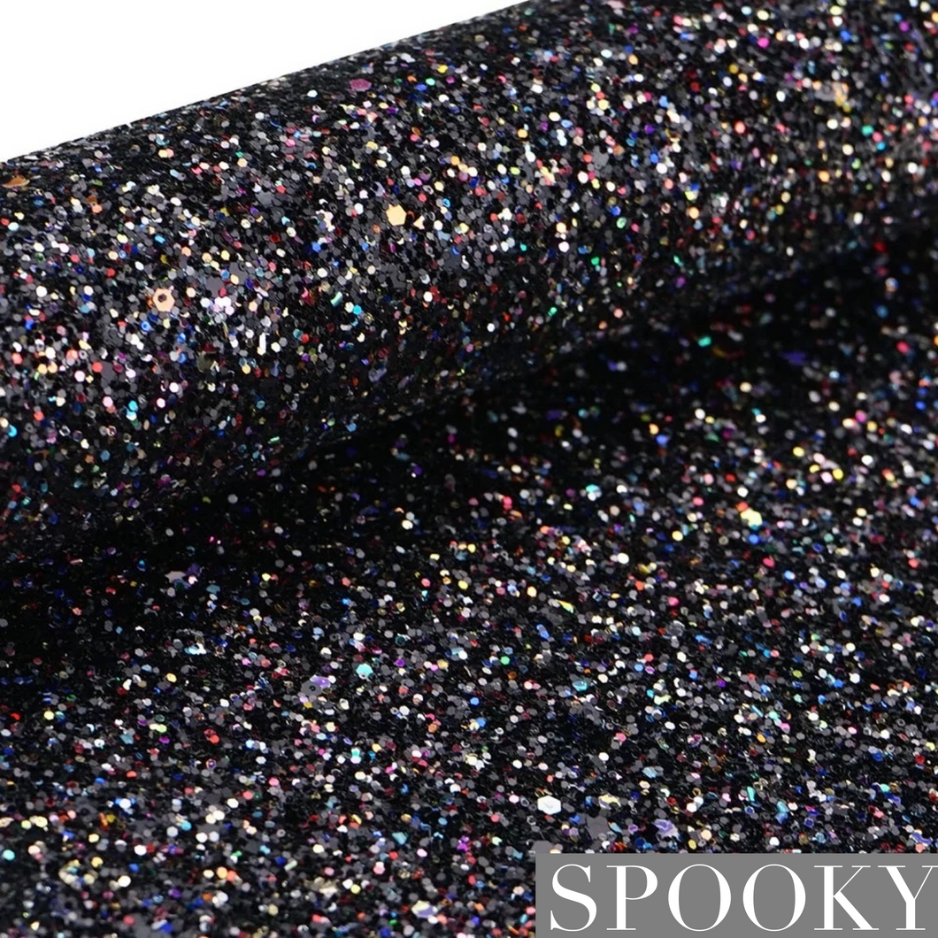 A4 Chunky Glitter Synthetic Faux Leather Sheet - Spooky