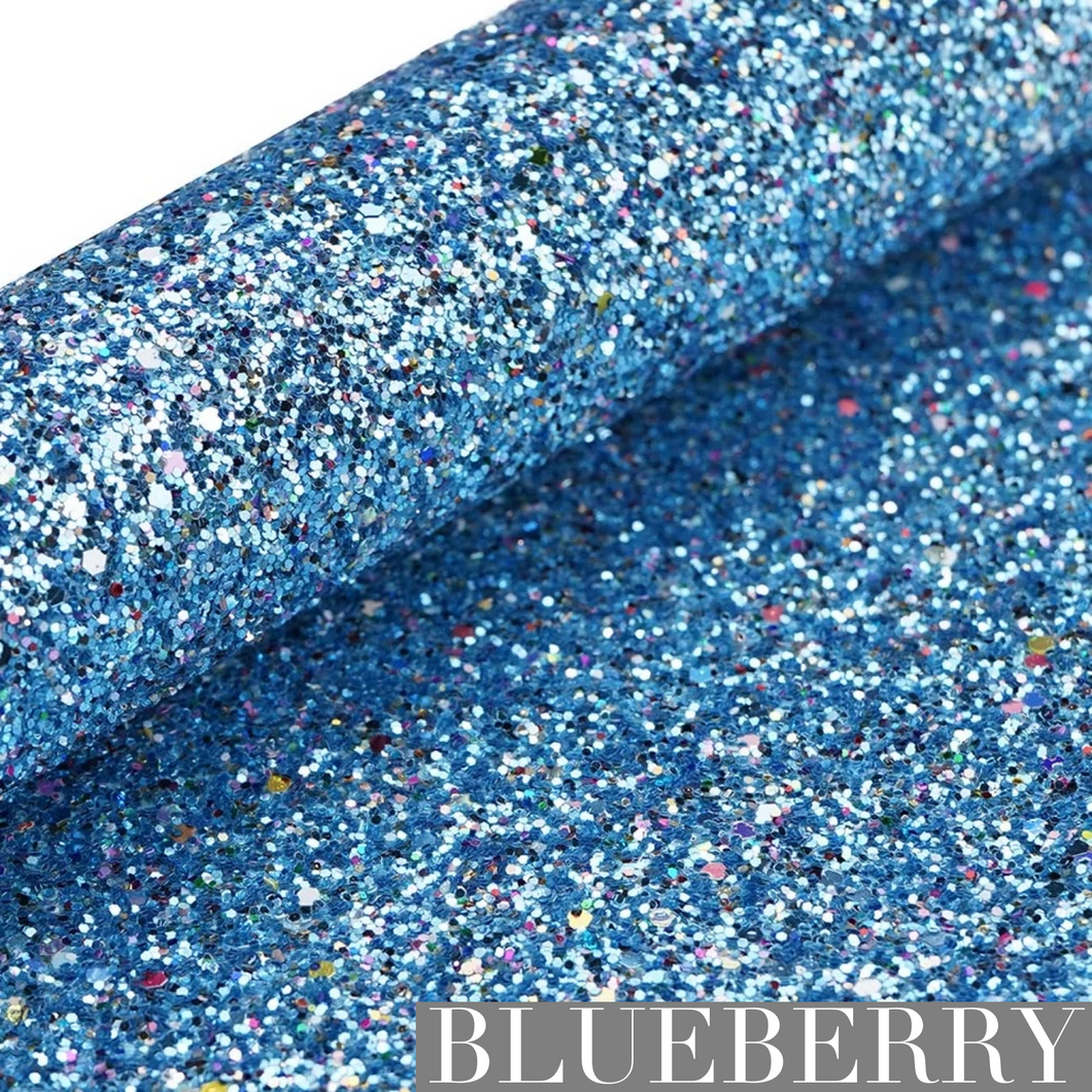 A4 Chunky Glitter Synthetic Faux Leather Sheet - Blueberry