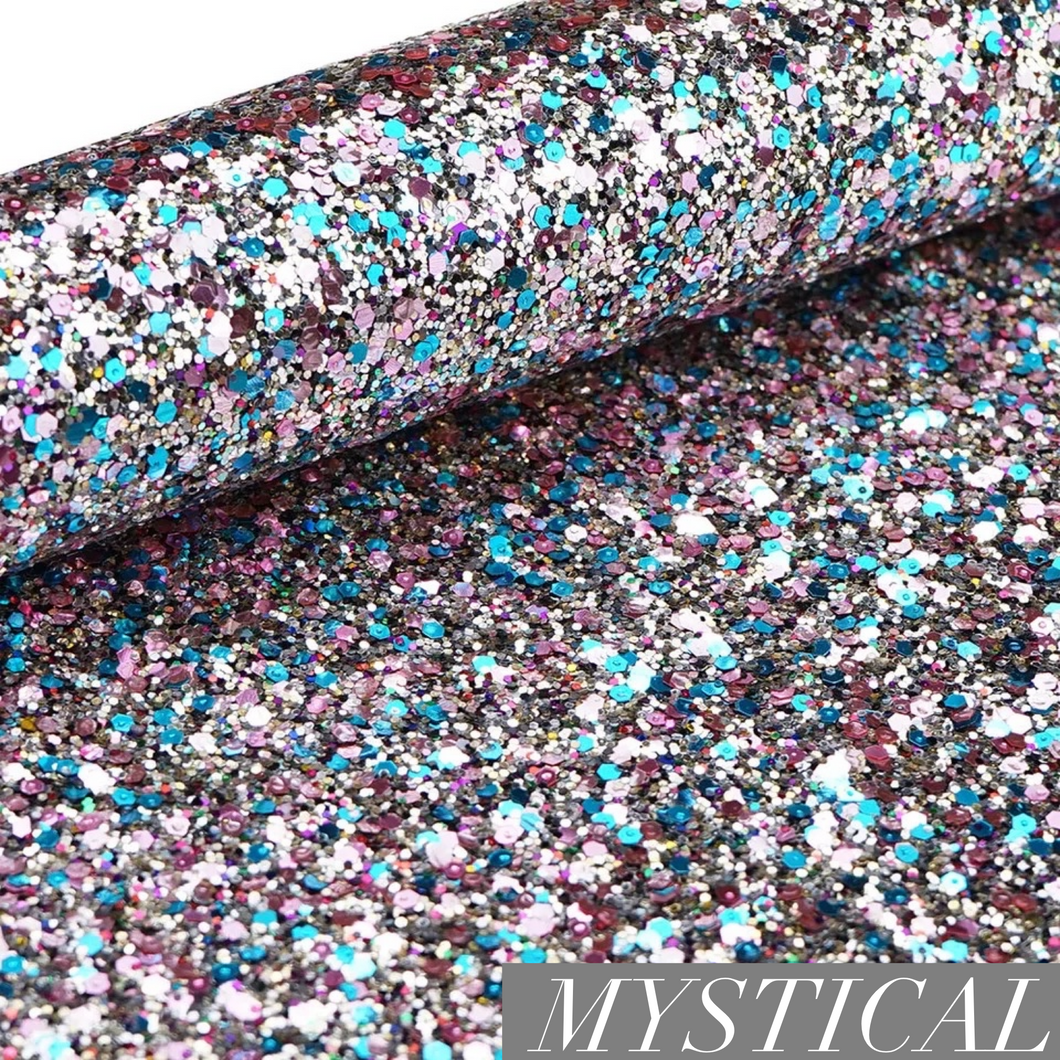 A4 Chunky Glitter Synthetic Faux Leather Sheet - Mystical