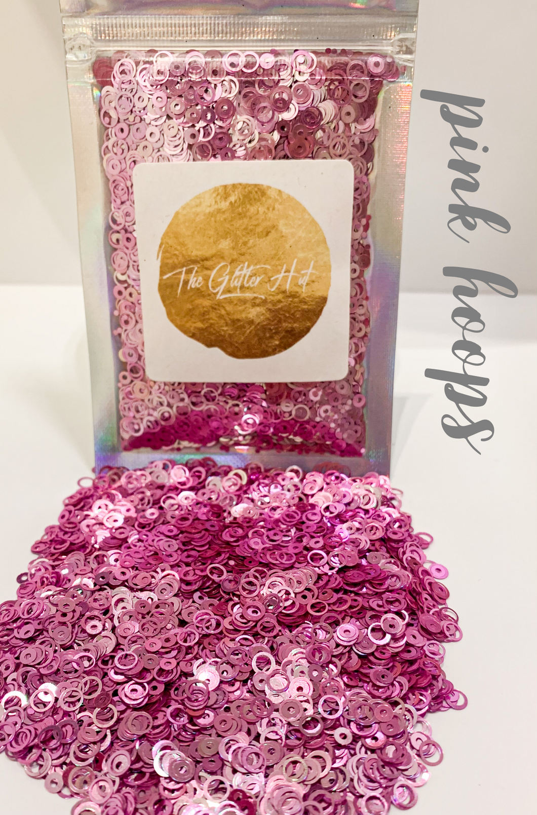 Shaped 10g Glitter Bag - Pink Hoops