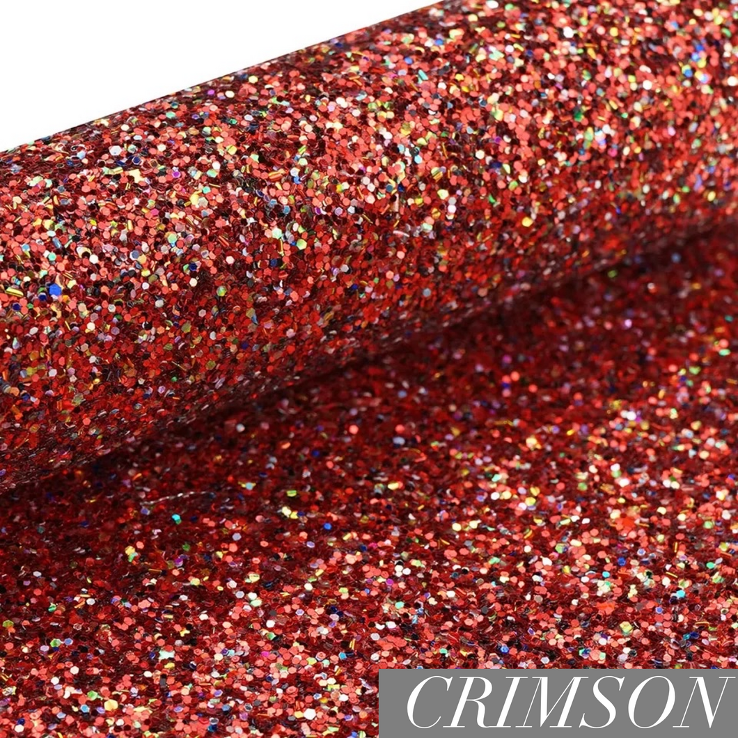 A4 Chunky Glitter Synthetic Faux Leather Sheet - Crimson