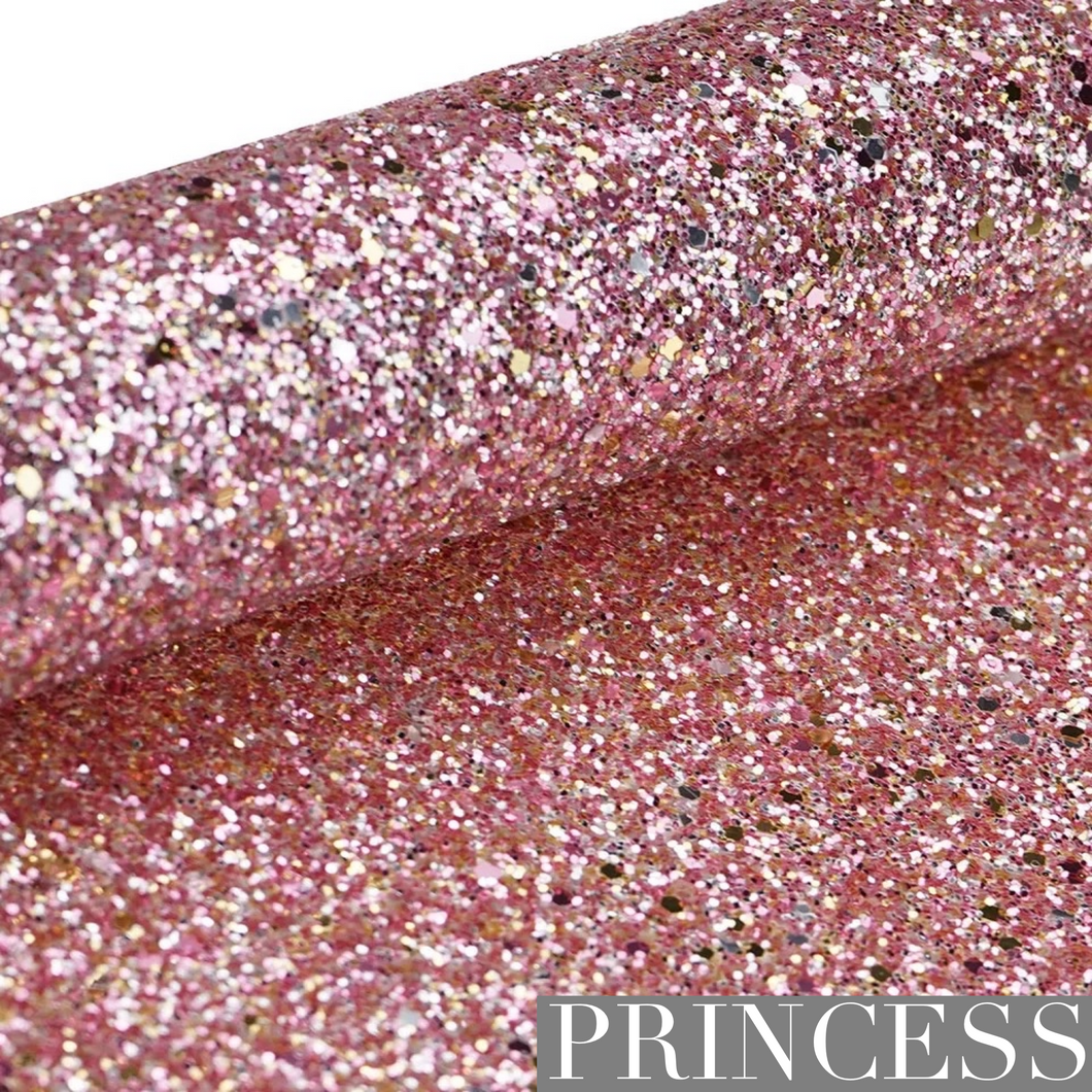 A4 Chunky Glitter Synthetic Faux Leather Sheet - Princess