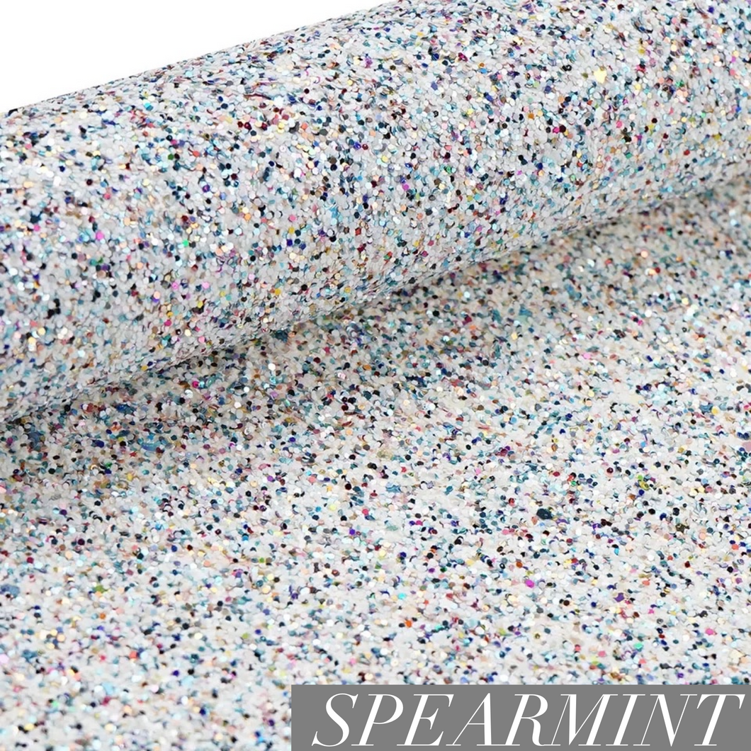 A4 Chunky Glitter Synthetic Faux Leather Sheet - Spearmint