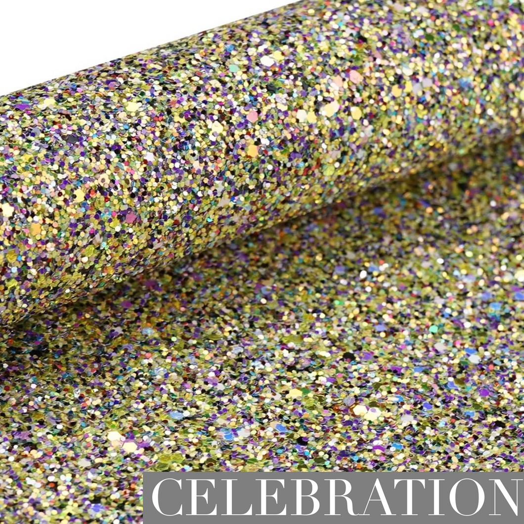 A4 Chunky Glitter Synthetic Faux Leather Sheet - Celebration