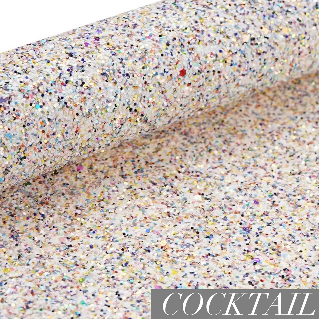 A4 Chunky Glitter Synthetic Faux Leather Sheet - Cocktail