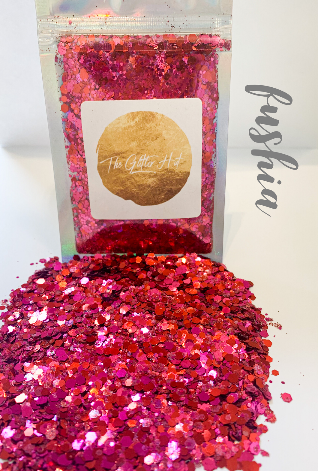 Chunky Fine Mixed Glitter Bag - Fushia