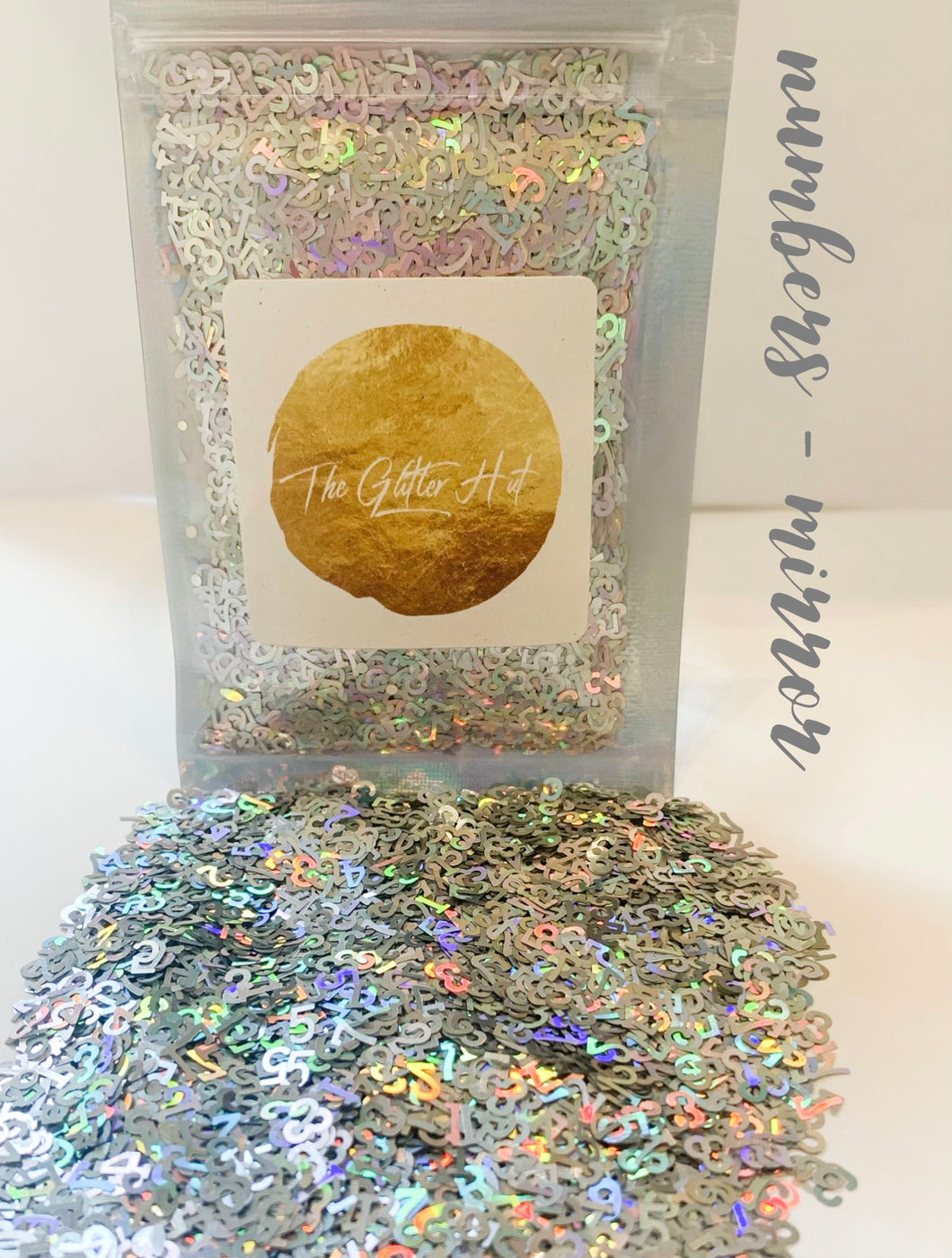 Shaped 10g Glitter Bag - Mirror Numbers